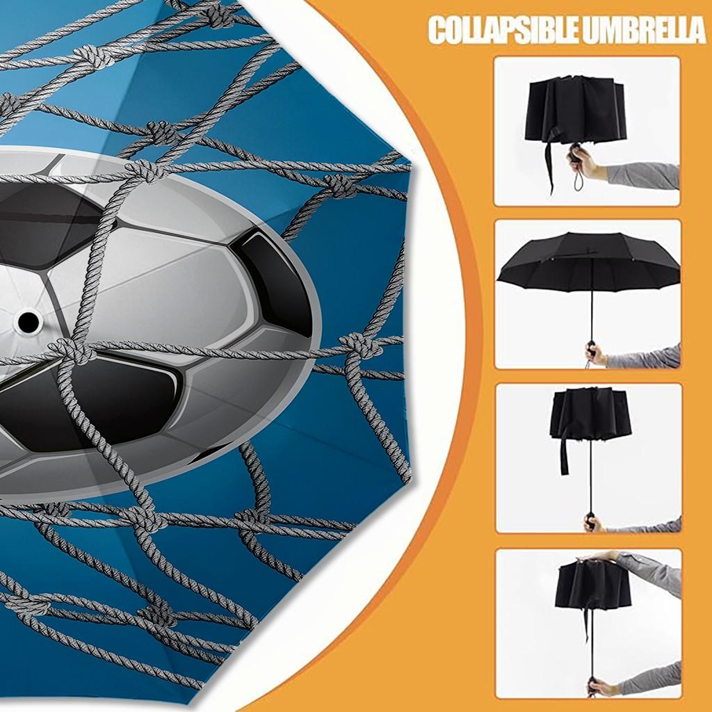 Football Field Pattern Umbrella, Automatic Folding, Sun Protection, Durable 8-Rib, Outdoor Use, Great Gift, World Cup Umbrella