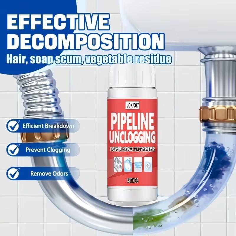Drain Pipe Cleaning Set, Powerful Unclogging Solution, Safe Formula for Toilets, Bathrooms and Kitchens, Quick Blockage Removal, Drain Cleaner Powder