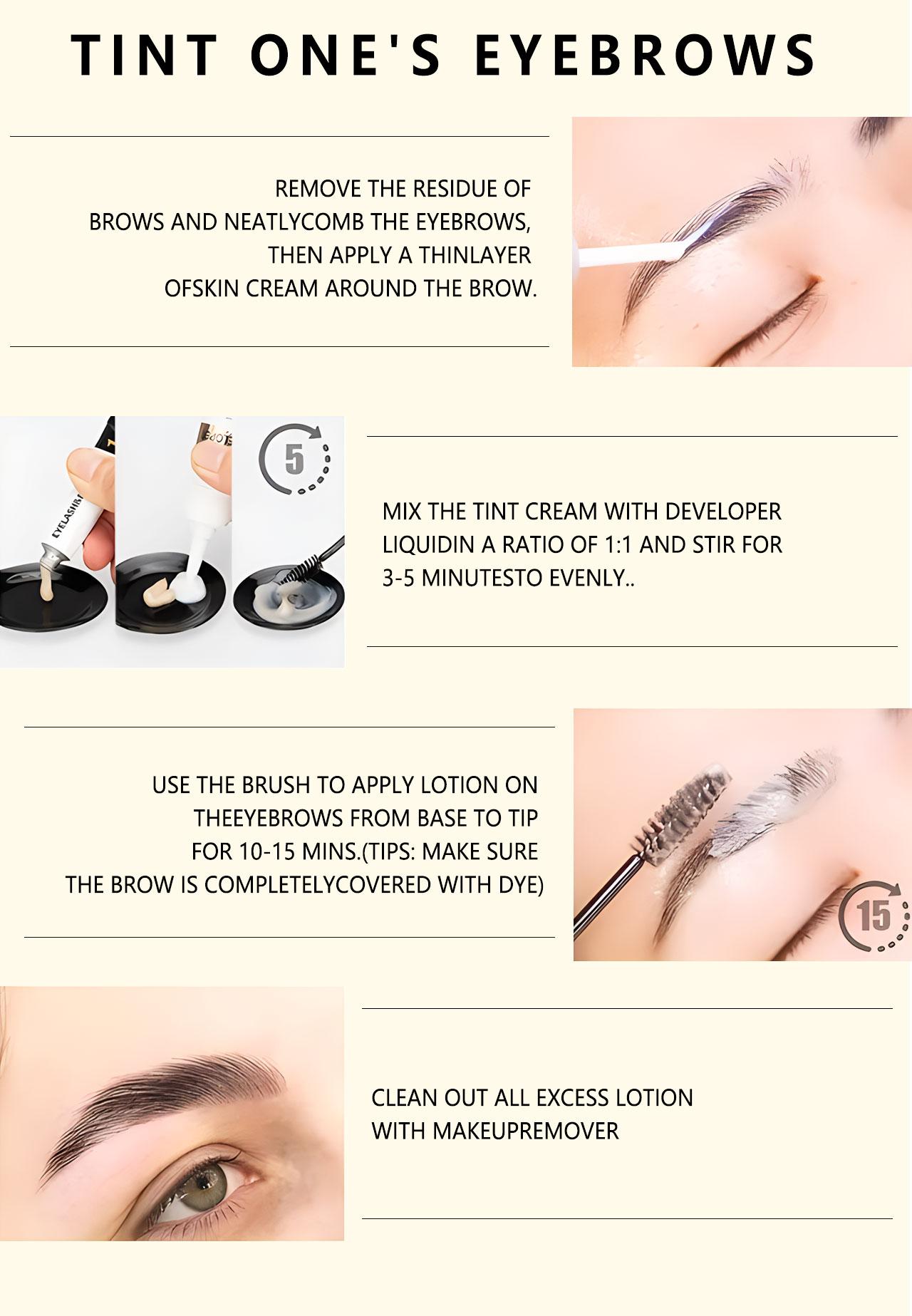 Eyelash & Eyebrow Tinting Kit, Eyebrow Tinting Cream, 1 Box Long-Lasting Natural Eyelash & Eyebrow Tint, Eye Makeup Tool for Women & Girls, Cosmetic