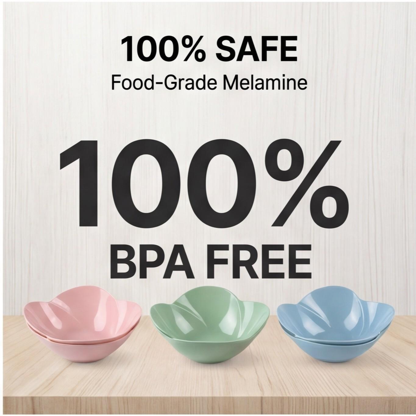 3-Piece High-Edge Large Floral Melamine Bowl Set, Stackable Non-Slip Kitchenware, Unique Design, Dishwasher Safe, Modern Style