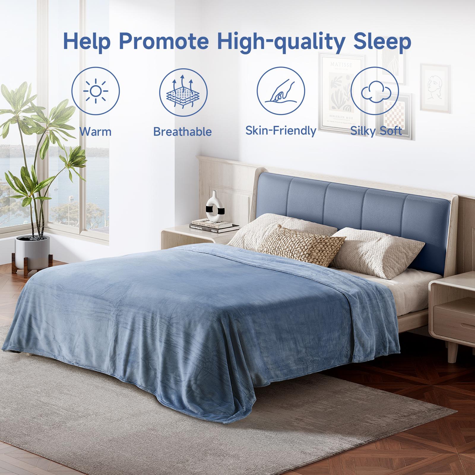 VIZIM All Season Fleece Blanket, Soft Flannel Throw Blanket for Bed Sofa Couch & Travel, Breathable 270GSM Cozy Blanket, Twin Full Queen King Sizes, Alternative to Heated Blankets