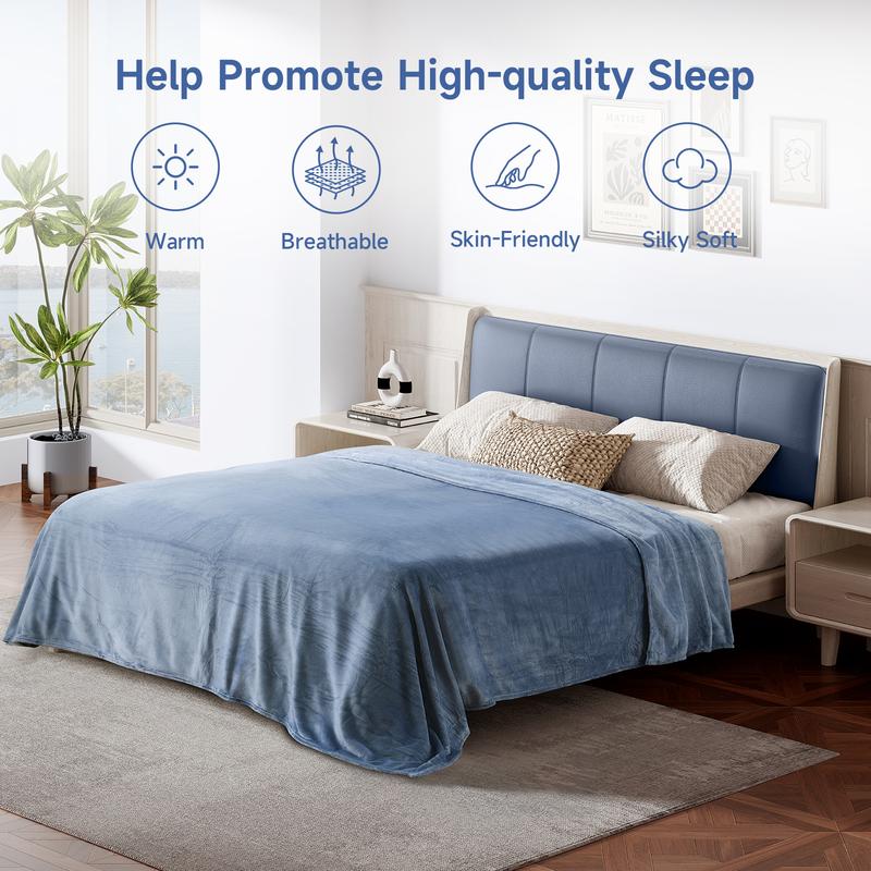 VIZIM All Season Fleece Blanket, Soft Flannel Throw Blanket for Bed Sofa Couch & Travel, Breathable 270GSM Cozy Blanket, Twin Full Queen King Sizes, Alternative to Heated Blankets