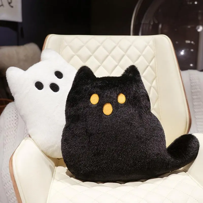 Cute Halloween Plush Pillow Black Cat Ghost Soft Stuffed Cushion Home Decor Gift for Halloween