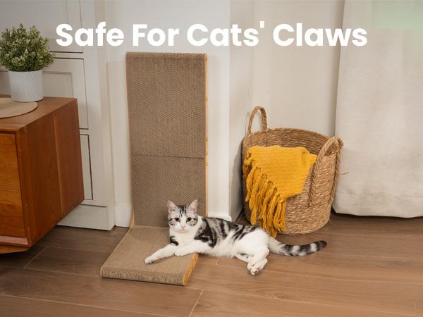 Conlun Cat Scratcher for Indoor Cats 22.8 Inch L Shaped Vertical Scratching Board with Ball Toy Light Wood L-Shaped Wall-Mounted Cat Scratcher Springtok Ramp Apartment Sturdy Home Durable Construction Easy Assembly Striped Design