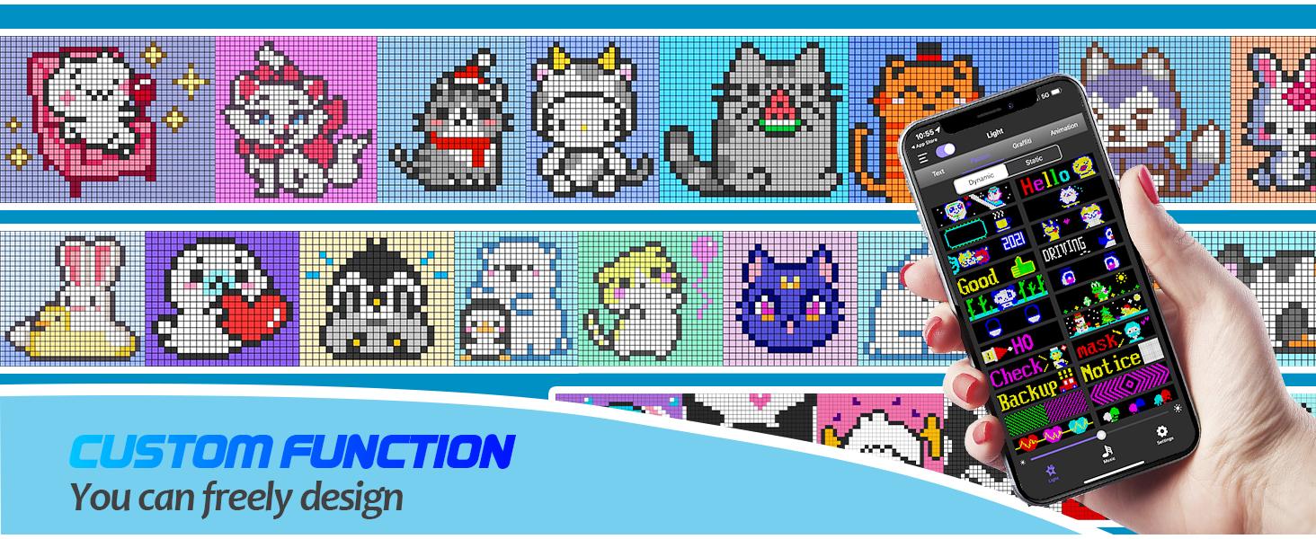 LED RGB Matrix Pixel Screen, 1 Count Scrolling Bright Advertising LED Sign, Flexible USB Powered 5V Bluetooth-compatible LED Light Car Sign with APP Control, Decorative LED Lamp Waterproof Text Colorful Lighting Portable Animations