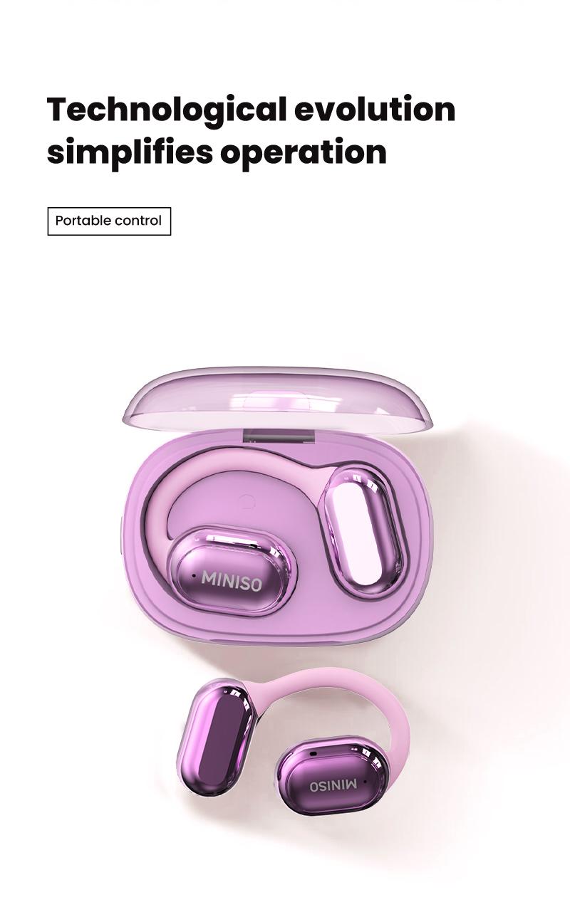 MINISO X39 OWS Open Ear Headphones, True Wireless Bluetooth 5.4 Earphones, Hifi Sound Headsets with Mic Charging Case