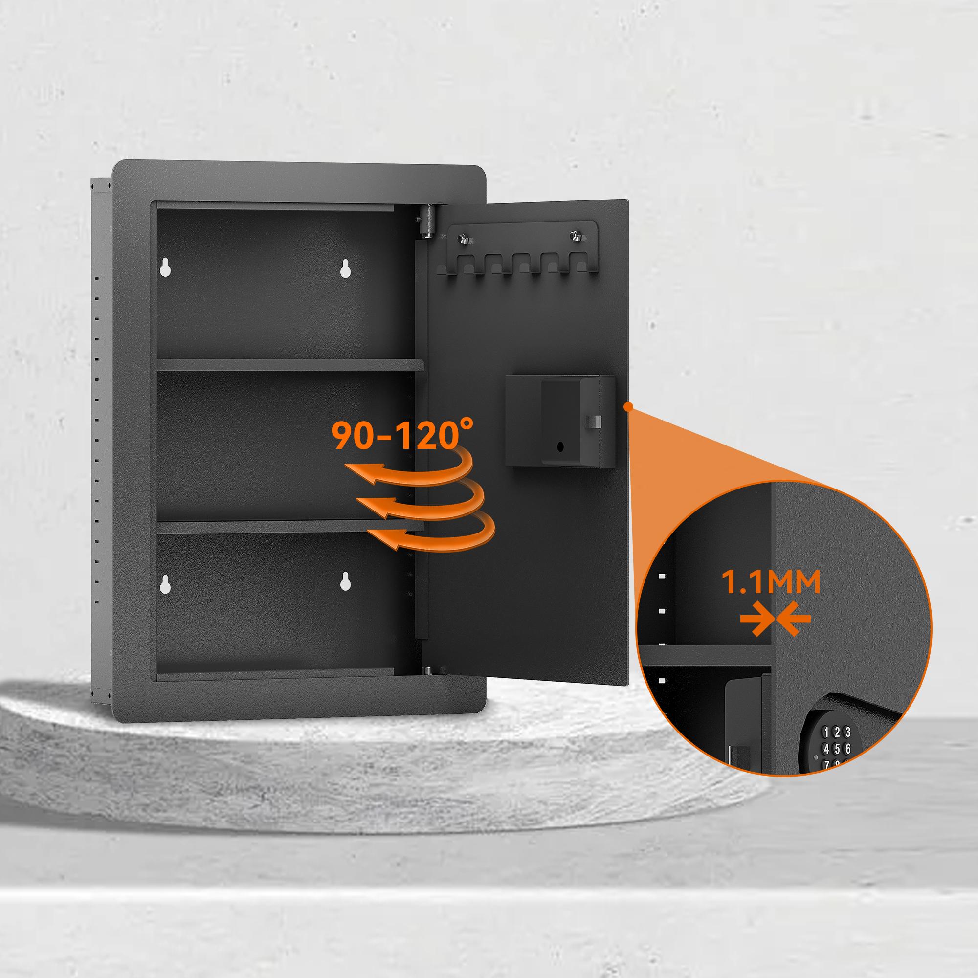 THOF,rapid access,pistol safe,2 ways to unlock,Passcode,key,Applicable wall,Wall Safes Between the Studs, Hidden Safe with Digital Keypad, Removable Shelves,Avoid security risks
