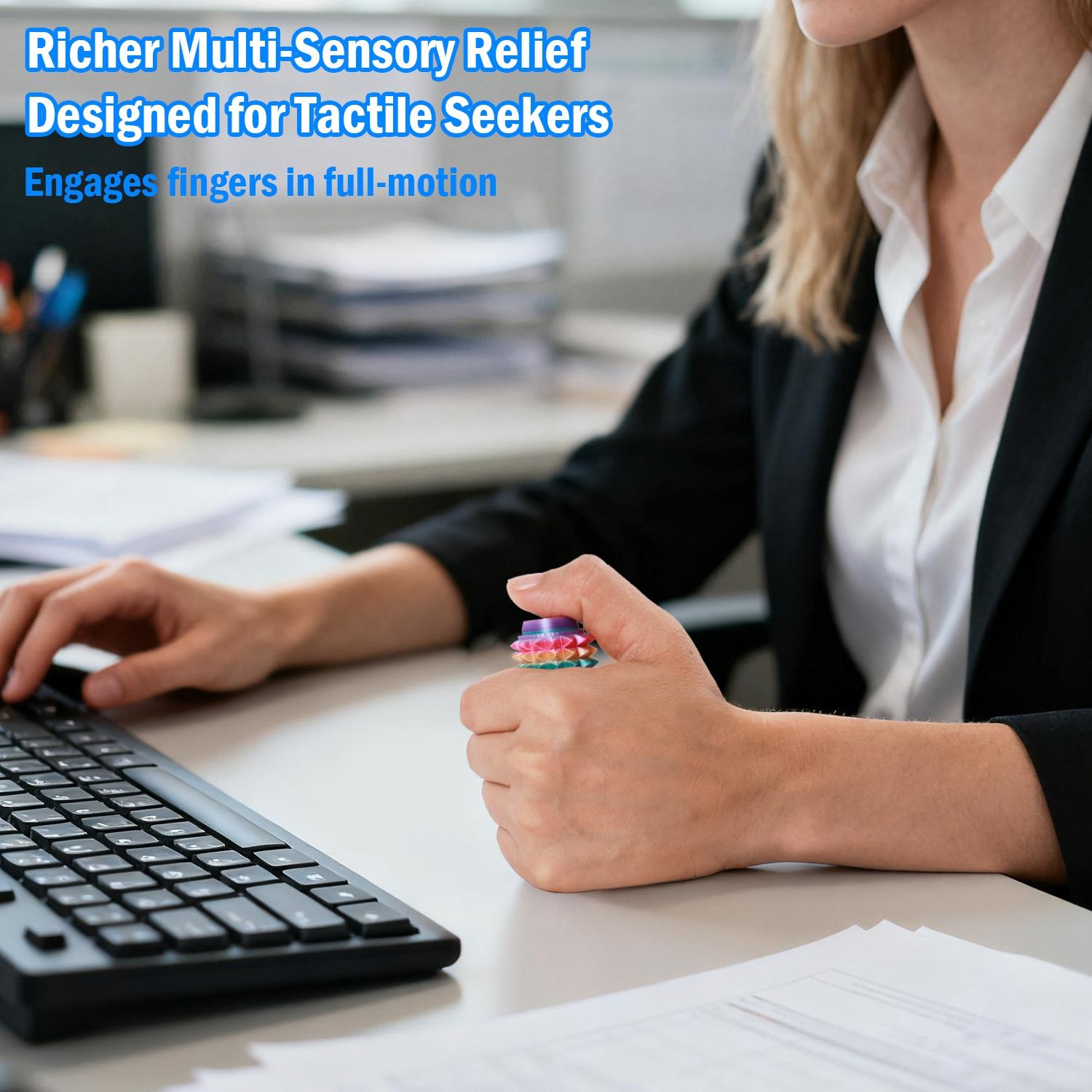 5-in-1 Spiky Sensory Fidget Toy for Adults, Pain Stimulator with Clicker, Spinner, Slider and Roller, Stress Relief, Portable Keychain, Stress Relieving Accessory, Stress Relief Gadgets