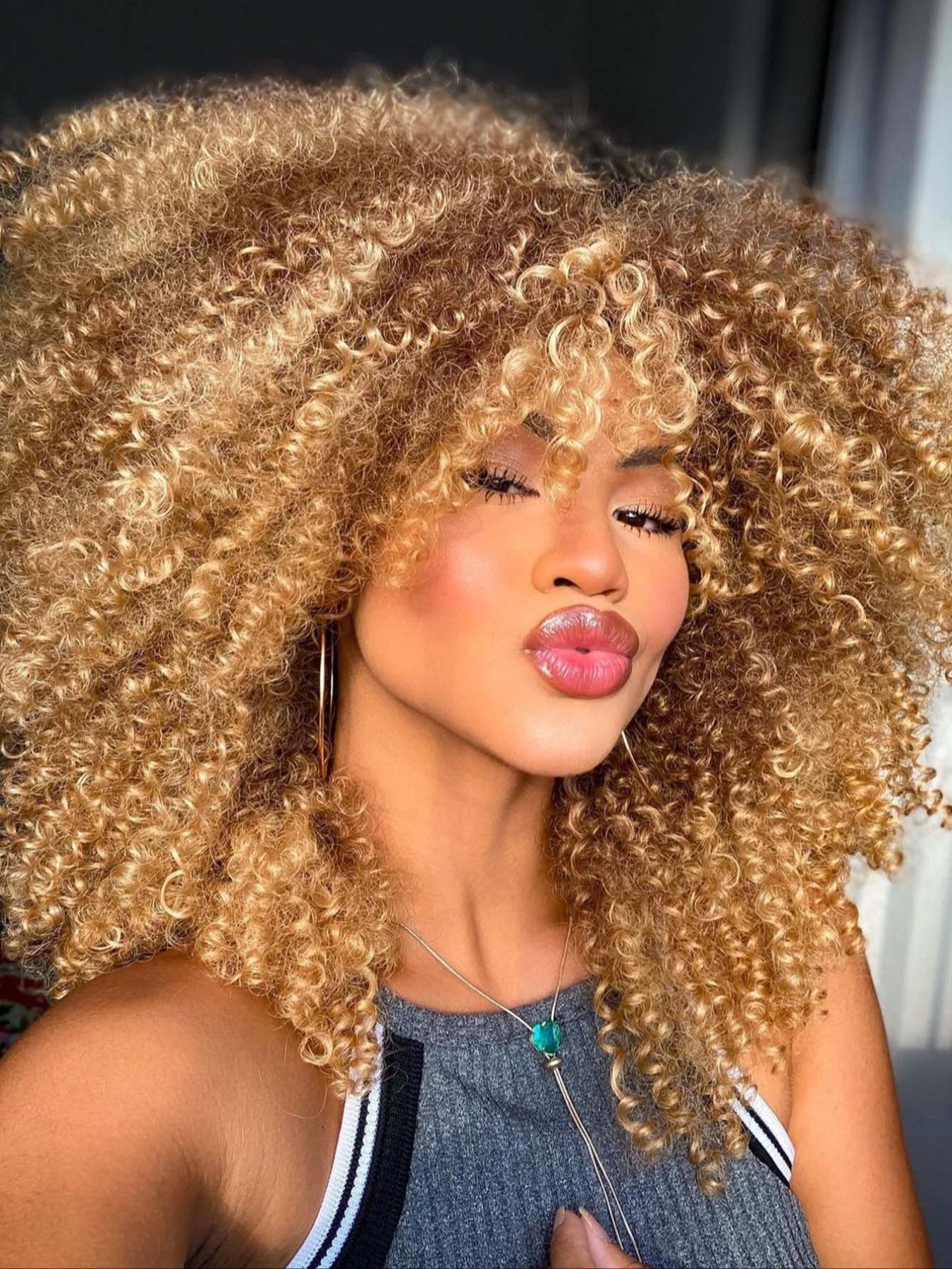 NEW ! Women 16 Inch Short Hair Spiral Curly Wig Black 16 Inch Short Afro Kinky Curly Coily Hair Wigs for Women  main image 3