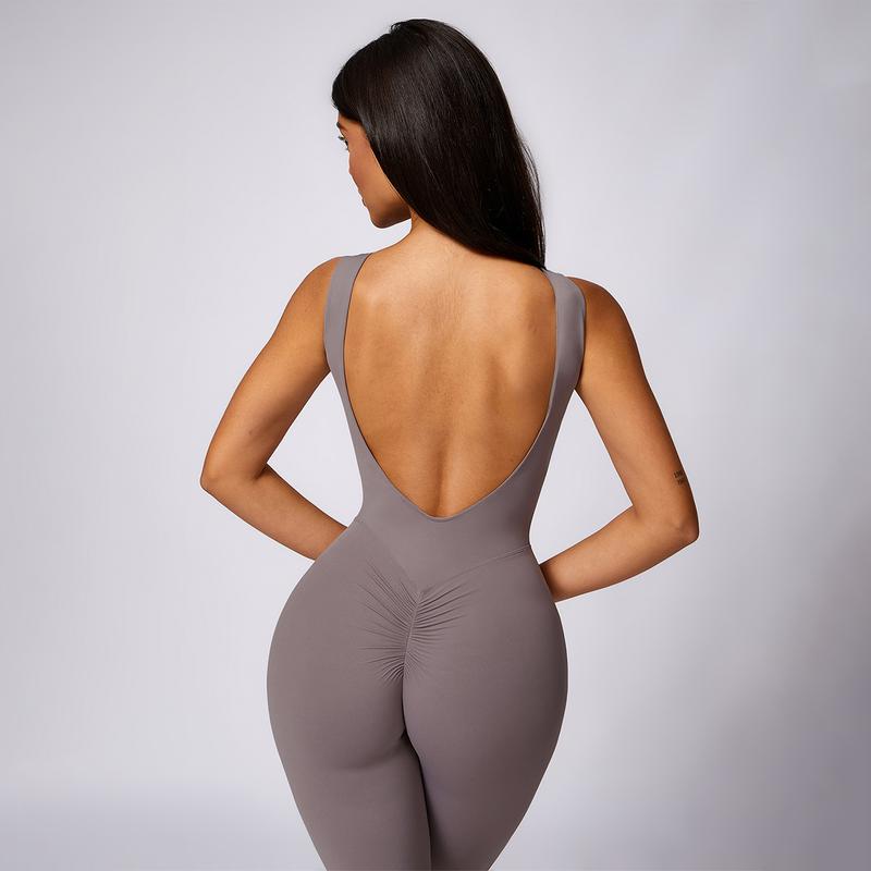 MASKERT Women's Sleeveless Sports Jumpsuit Tummy Control Butt Lifting Activewear for Yoga & Workout