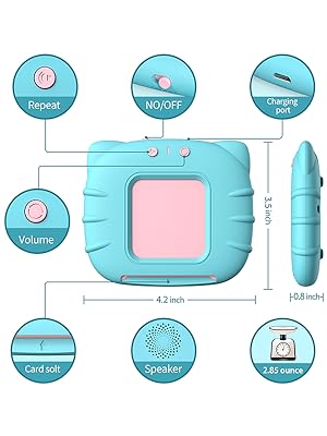540 Sight Words Talking Flash Cards with Music, Christmas Birthday Easter Gifts for 2 3 4 5 6 Years Old Boys and Girls, Pocket Speech Therapy Toys, Montessori Educational Learning Toys, Aqua