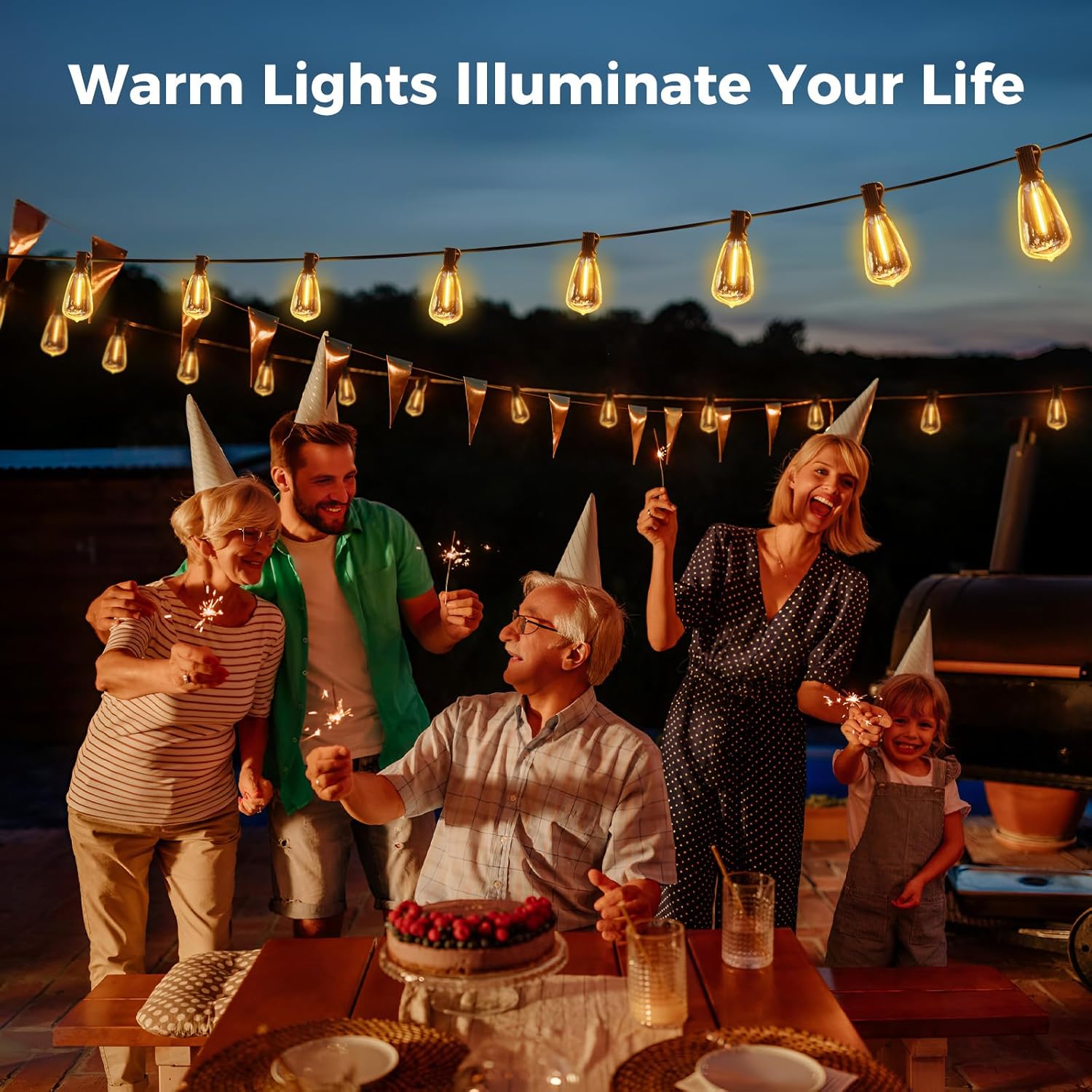 LED Outdoor String Light, 100ft Waterproof String Lights, Dimmable Outdoor Decorative Light (Dimmer is Not Included), Suitable for Garden, Yard, Patio, Balcony, LED Lights, Led Bulbs