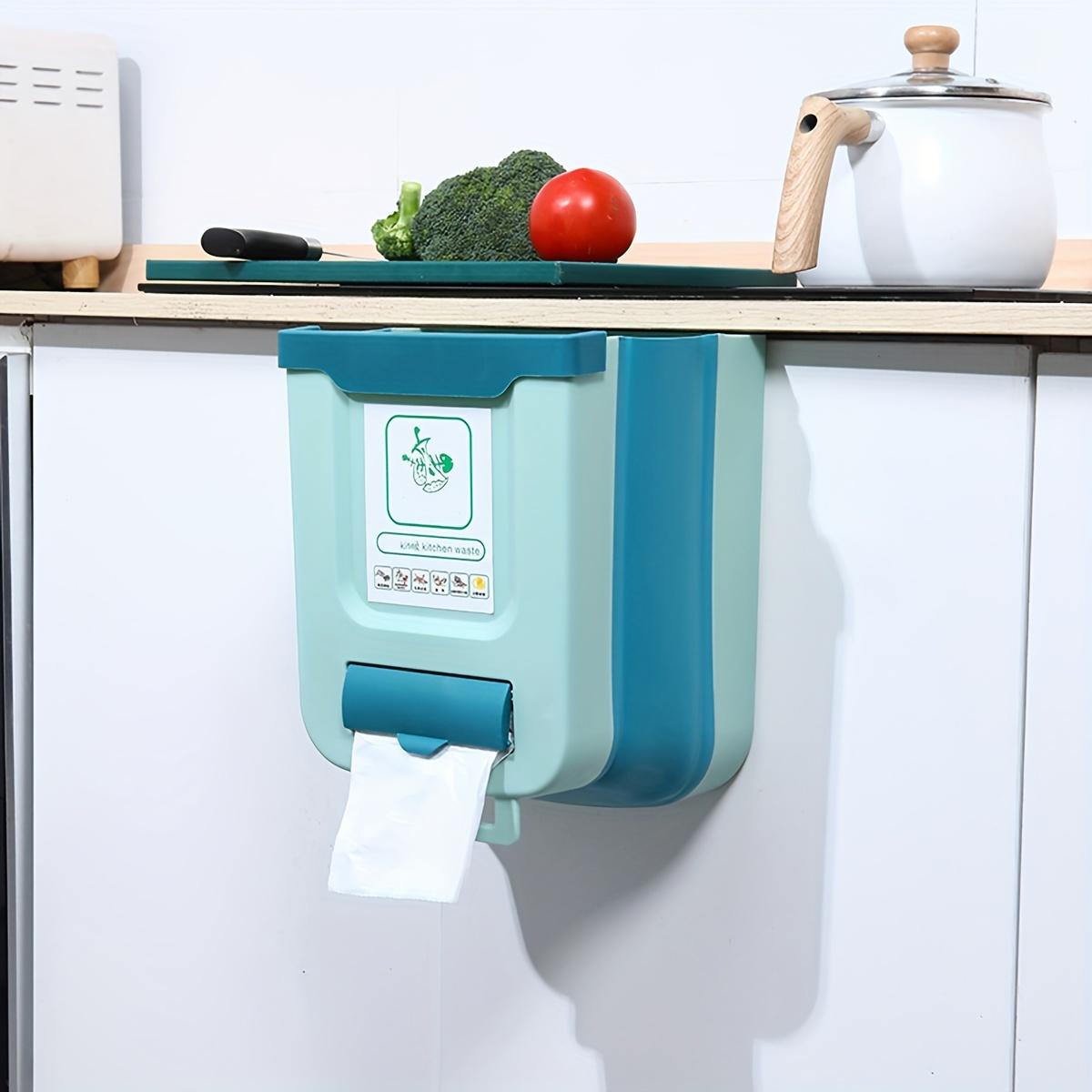 Foldable Kitchen Cabinet Door Hanging Trash Can, Space-Saving Wall-Mounted Bin with Creative Sorting Functionality, No Power Needed, Kitchen Garbage Can