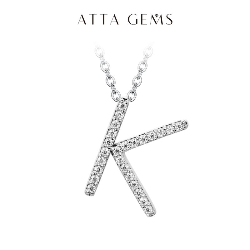 A~Z 26 Letters Necklace Synthetic Moissanite Pendant DIY Design Have Pendant and Chain Free N010