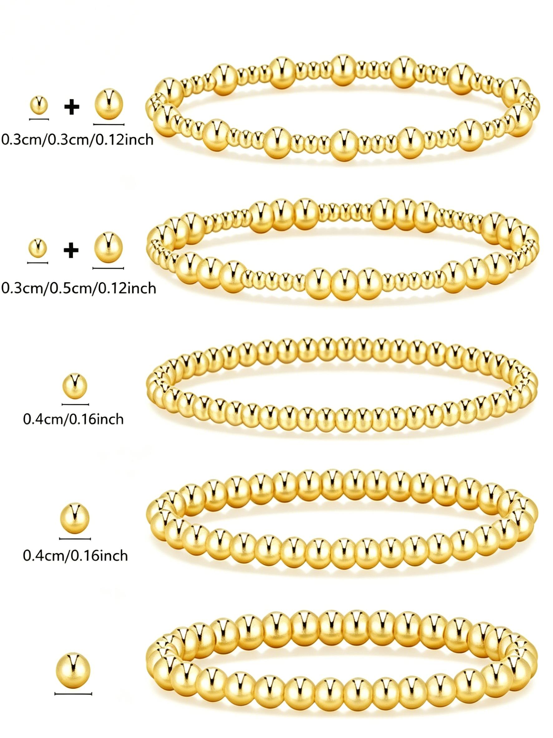 Women's Waterproof Bracelet Set, Adjustable Stackable Beaded Ball Chain Jewelry Gift, Elegant Ladies Accessory