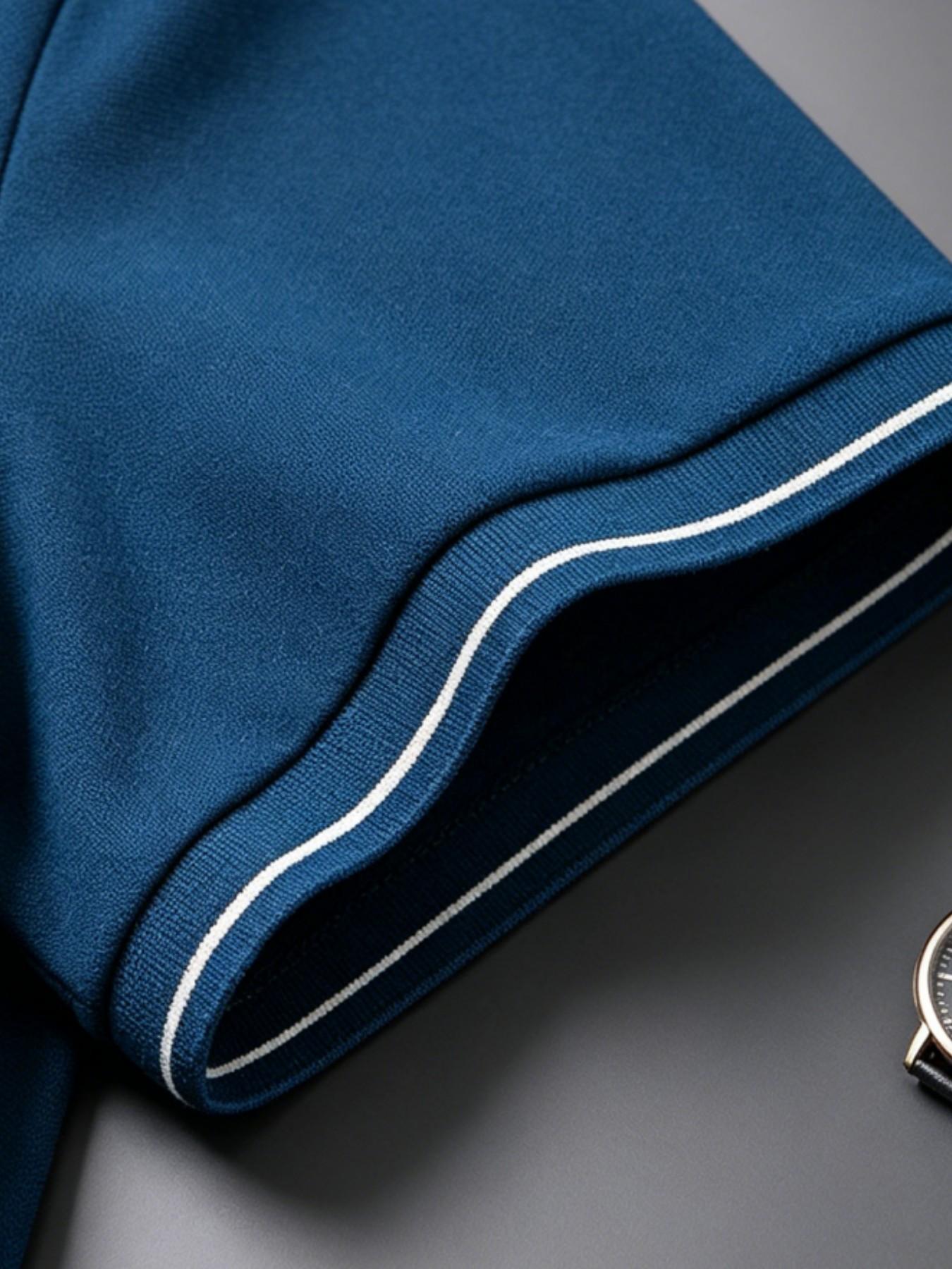 Men's Casual Summer Print T-Shirt, Fashion Short Sleeve Top, Geometric Design, Lightweight Breathable Polo Shirt