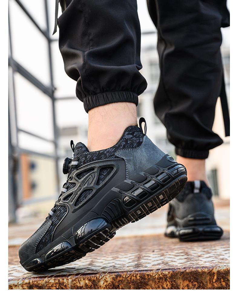 Men's Safety Sneakers with Swivel Buckle - Steel Toe, Breathable Mesh Upper, Non-Slip Rubber Sole Work Boots, Safety Shoes for Outdoor Activities, Blue Collar Workers, Nurses | Sports Safety Shoes | Durable Rubber Sole Product Model：678