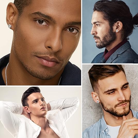 [Pure Love] Four Claws Stud Earrings 0.5/1/2/3/5 Carats Synthetic Moissanite Stud Earrings Gifts for Men Women Birthday Anniversary Party Gifts  Sparkling  925 Sterling Silver with 7 Layer 18K White Gold Plated Hypoallergenic Round D Color VVS1 Clarity