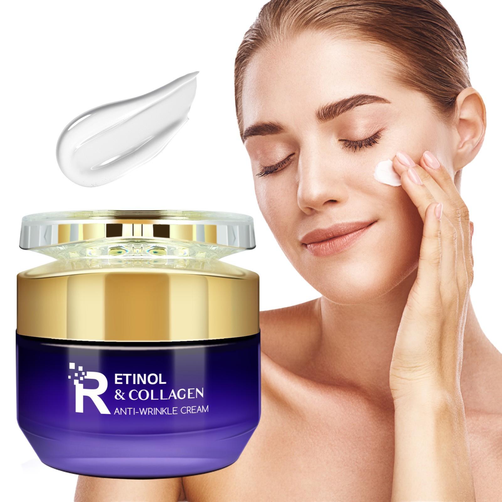 Retinol Face Cream, Anti-Wrinkle Collagen Moisturizer, Rich in Ceramides and Vitamin E, Deeply Nourishes and Hydrates, Fights Fine Lines