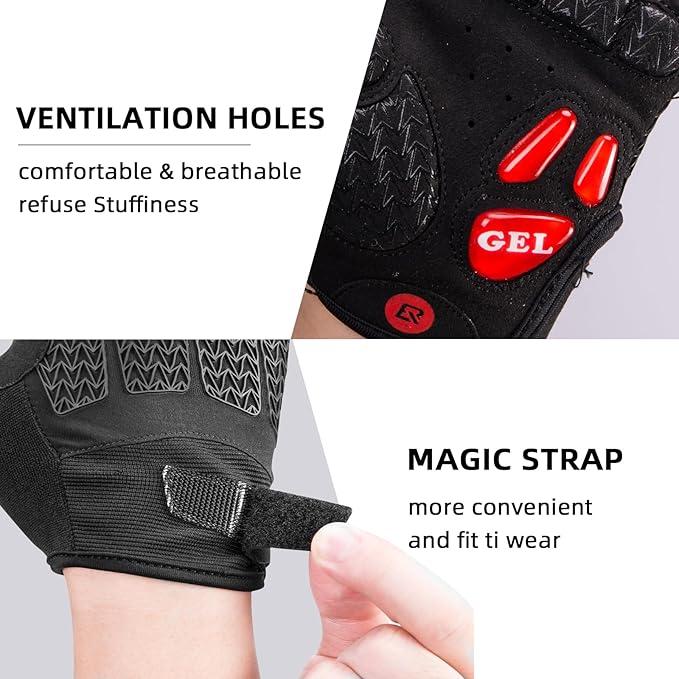 ROCKBROS Road Cycling Gloves for Men Women Commuter Gloves Half Finger Biking Gloves with Gel Padded Shock Absorbing, Breathable Anti Slip Road Bike Gloves for Summer Bicycling Riding