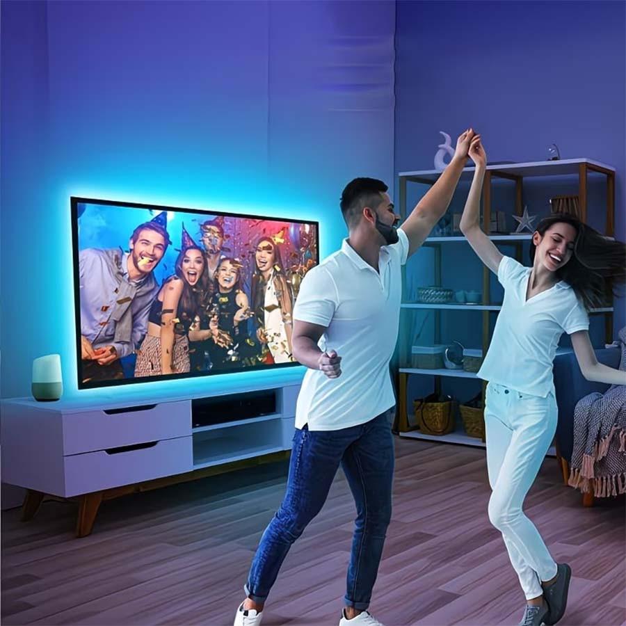 1PC RGB LED TV Backlight Strip, 24-Key Remote, Adjustable Brightness, Dynamic Mode, 39.37-590.55 Inches, Ideal for Gaming Room and Home Decor