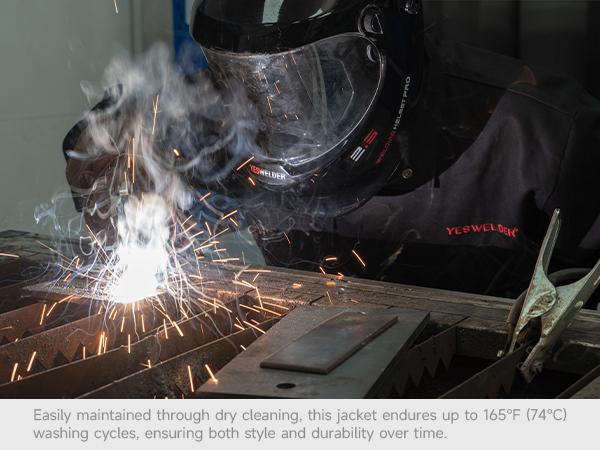 YESWELDER 9oz Lightweight FR Cotton Welding Jacket | NFPA 2112 Certified Black Work Uniform for Welders