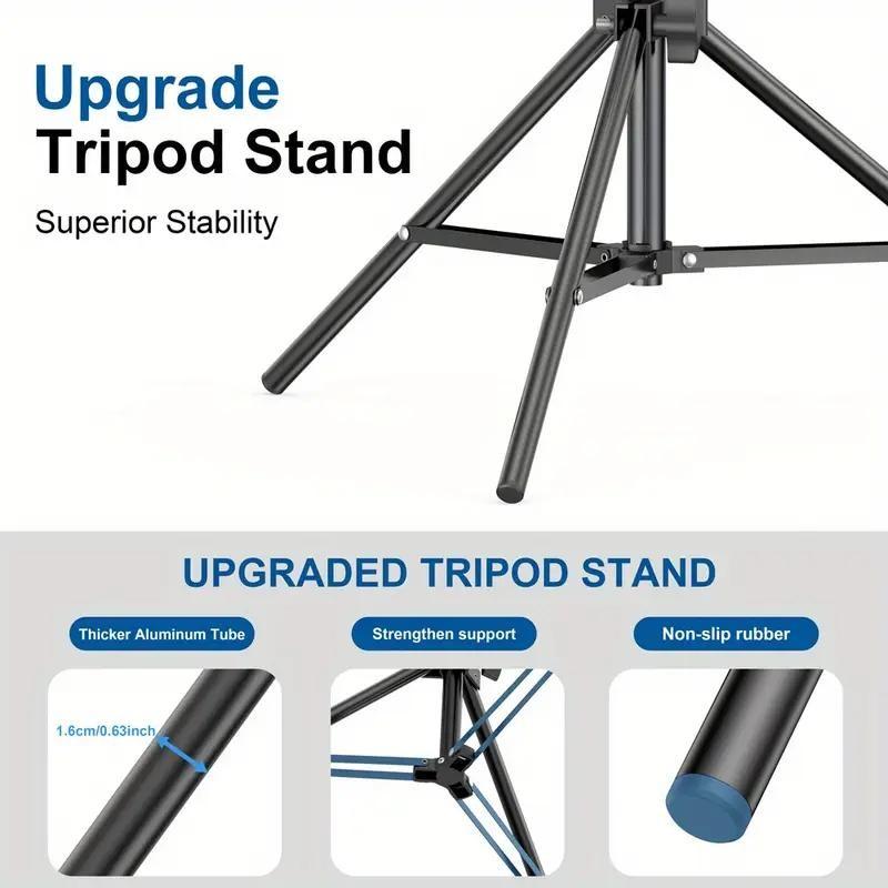 Adjustable 55cm Tablet Stand, Tablet Mount, Adjustable Height Phone Holder for iPhone & Tablets, 360° Rotation, Three-Axis Movement, Live Streaming, Tripod Base, Multi-Functional Device Stand
