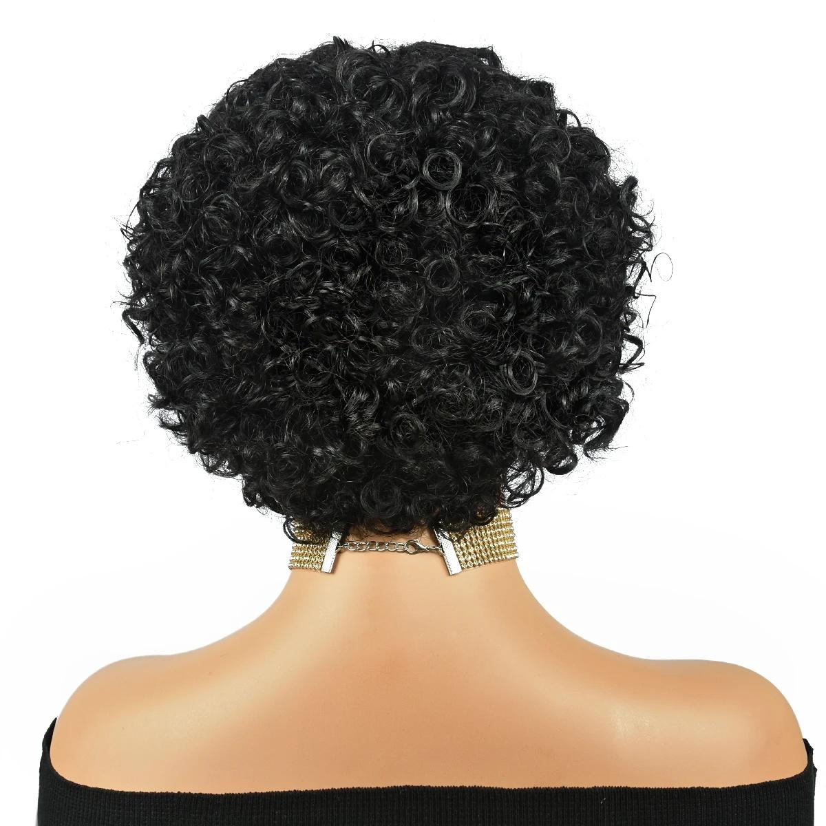 Short Bob Wig Pixie Cut Curly Human Hair Wigs For Women Black Color 13x1 T part lace closure Deep Wave Lace Wig Preplucked Hair