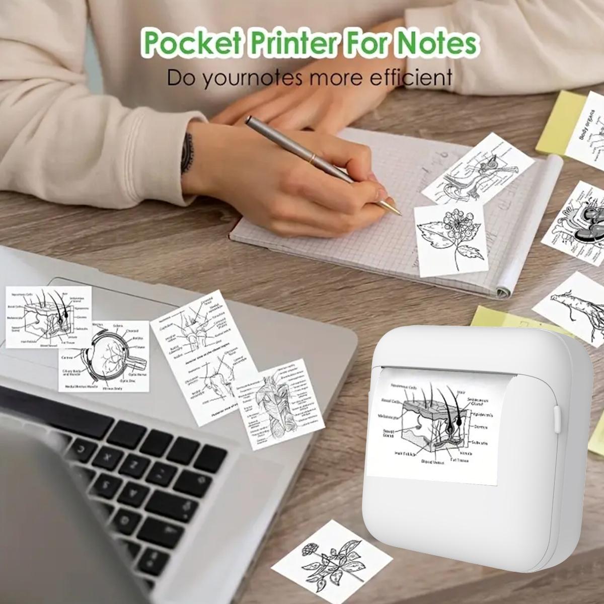 Portable Wireless Mini Printer, Thermal Printing Machine for Notes Journals Work Receipts Crafts, Lithium Batteries Included