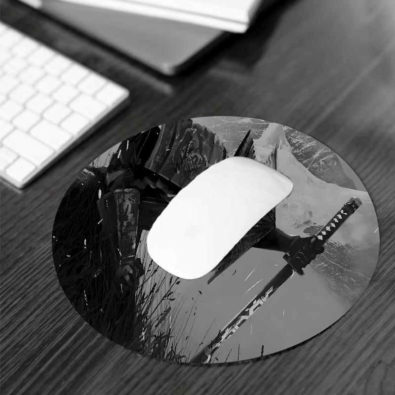 Samurai Warrior Pattern Mouse Pad, Large Gaming Mouse Pad, Aesthetic Desktop Decoration Protective Pad, Non-slip Rubber Pad for Laptop, Desktop Computer Games