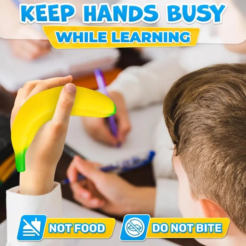 Banana Stress Relief Finger Toy, 6.7x1.4 Inches Soft PU Foam Desk Accessory, Adult Lightweight Squeeze Finger Toy, Office Decor & Relax Tool