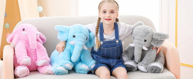 Elephant Weighted Stuffed Animals 5 lbs 16 inches Gray, Large Weighted Elephant Plushie Cuddly Pillow Gift for Kids & Adults