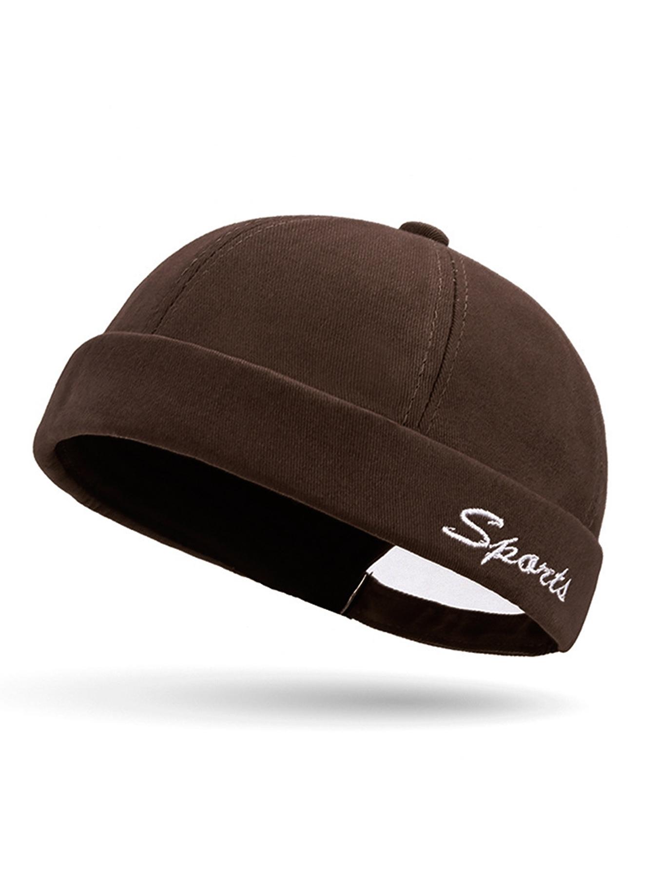 Brimless Cap Unique Men Casual Docker Beanie Watch Cap Rolled Cuff Harbour Hat Adjustable Landlord Hat Sailor No Brim Skull Cap