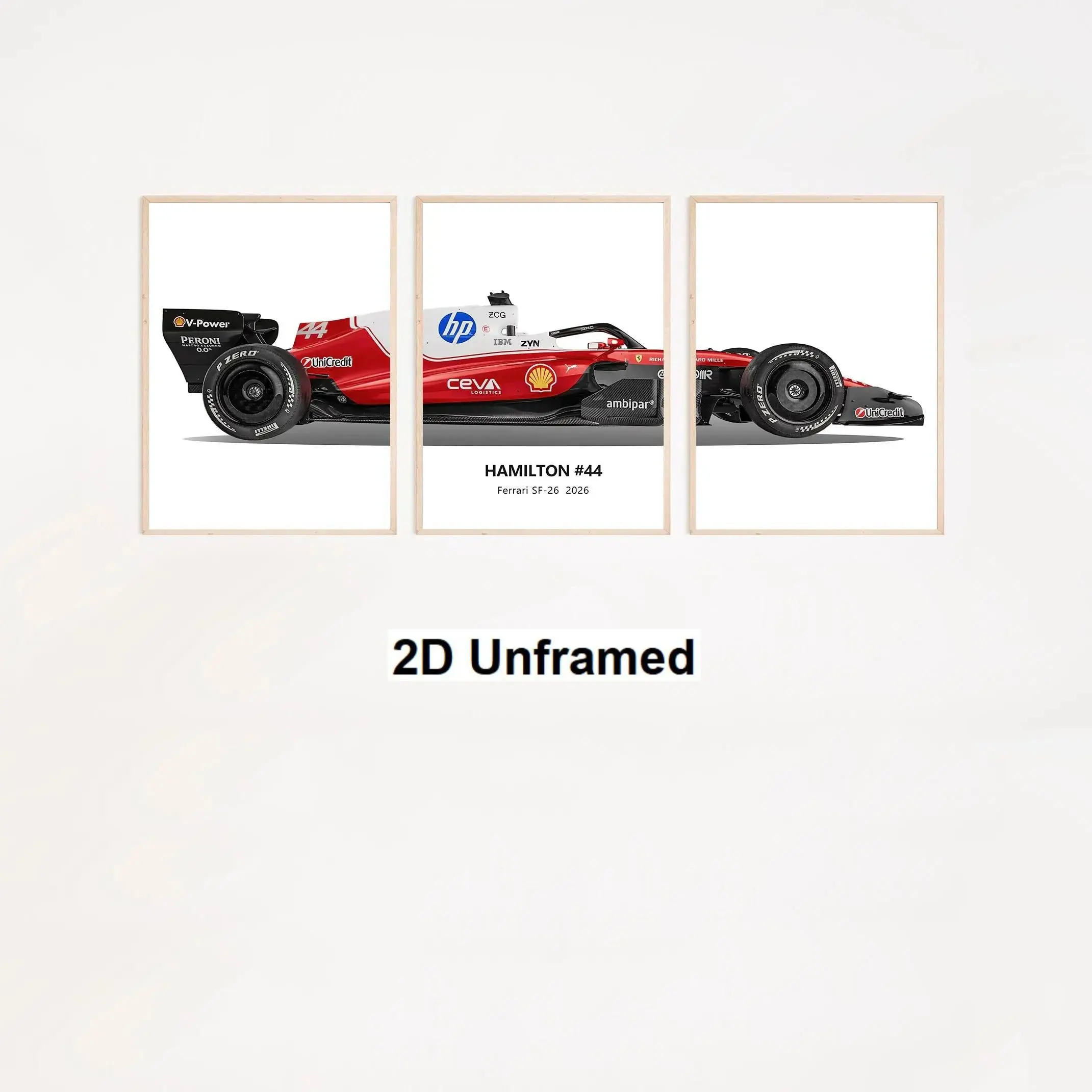 3 Piece Set F1 Ferrari Mercedes Racing Art Wall Hangings, Modern Minimalist Decor for Boys' Room, 2026 New Car Driver Posters