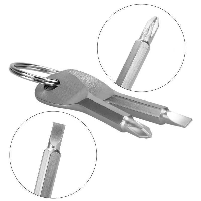 Camping Mini Screwdriver Keychain, Portable Cross Flat Head Screwdriver Key Ring, Compact Tool Accessory for Outdoor Adventures