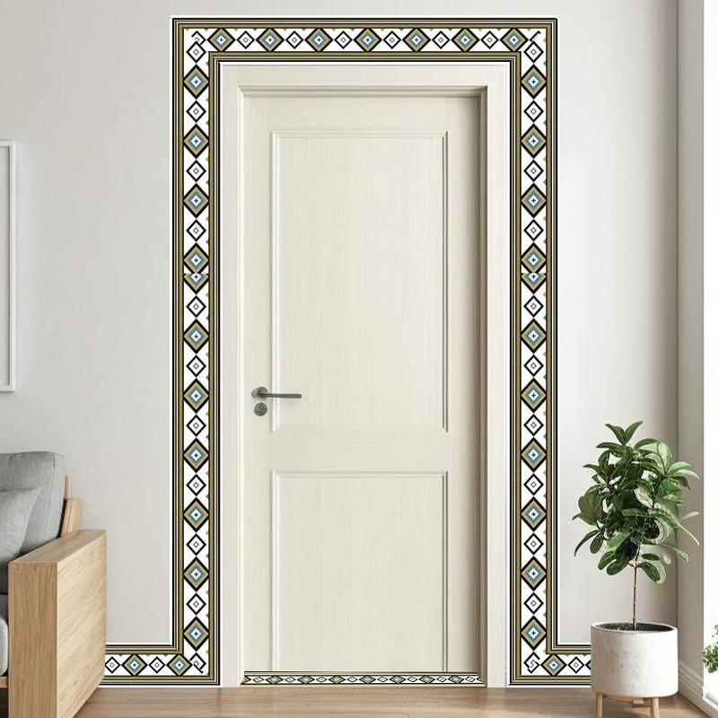 Durable Vinyl Self-Adhesive Wall Border, Geometric Pattern, Glossy Finish, Easy Maintenance, Multi-Purpose Decor for Baseboards and Walls