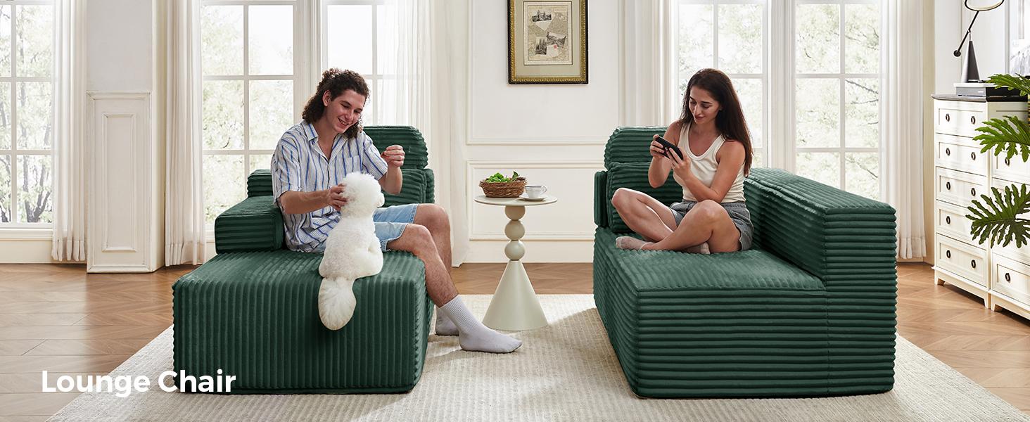 【2 Packages Shipping】104" Modular Sectional Couch with Chaise, L-Shape Oversized Cloud sofa Couch,Corduroy Cloud Velvet Boneless Couch for Living Room, Sofa in A Box, No Assembly Required