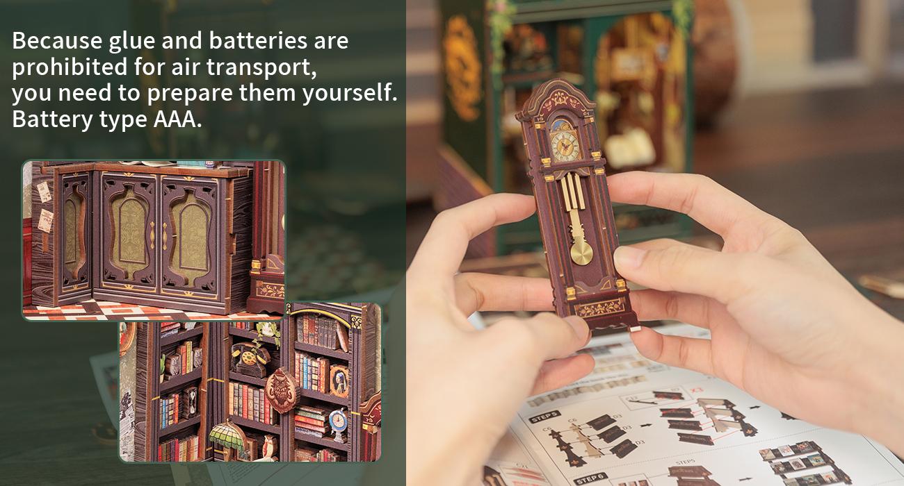 CUTEBEE OWL BOOKSTORE DIY Book Nook Kit with LED Lights Wooden Miniature Bookcase & Dollhouse Decor Handmade Craft Holiday Gift Black Friday Deal - Building Blocks Set