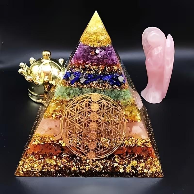7 Layer Chakra Flower of Life Orgone Pyramid, Energy Healing Tool, Meditation Accessory, Stress Relief, Home Decor