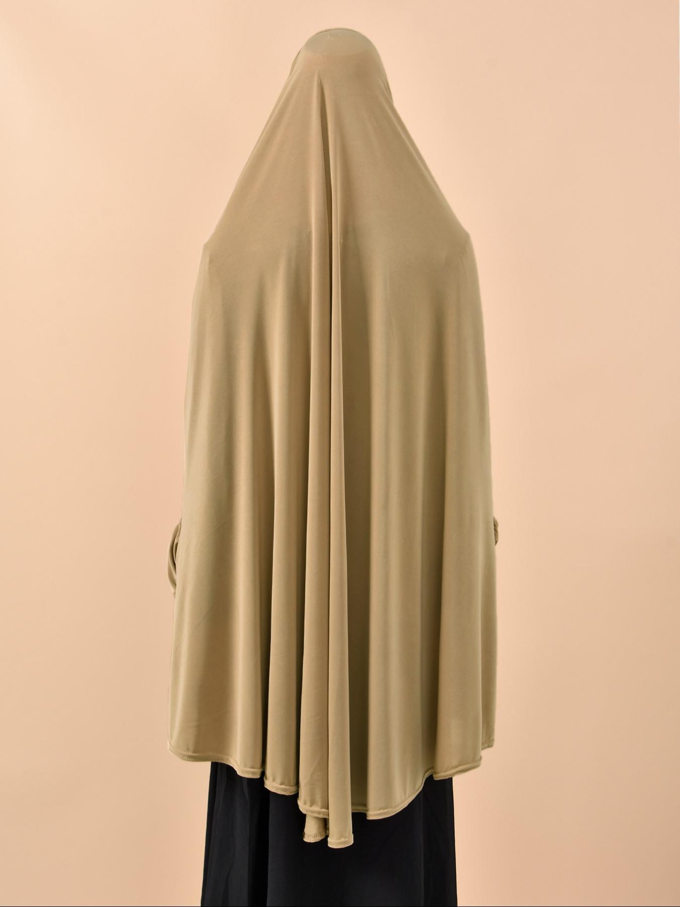 Women's Fashion Plain Long Headscarf with Sleeve Cover, Crystal Abaya Hijab, Suitable for Daily Outdoor Sun Protection