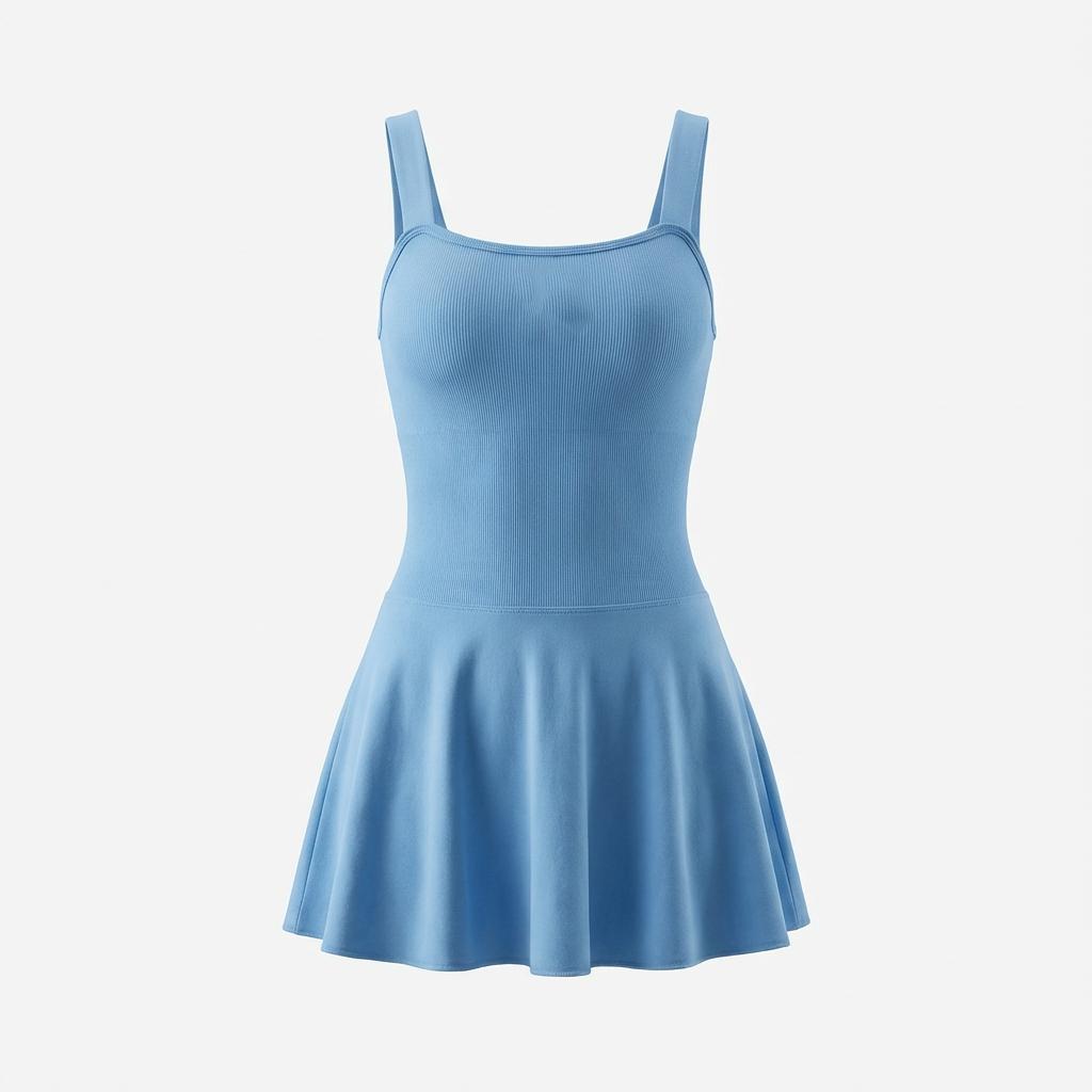 Women's Solid Square Neck Sports Tank Dress, Casual Sporty Sleeveless Bodycon Dress for Yoga Gym Workout Running, Ladies Sportswear for All Seasons, Activewear, Exercise Dress, Sleeveless Athletic Dress