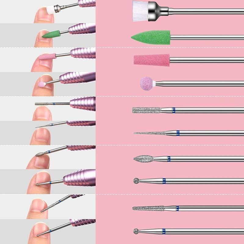 10pcs Tungsten Carbide Nail Drill Bits Set, Professional Nail File Bits for Nail Drill Machine, Cuticle Remover & Nail Polishing Tool