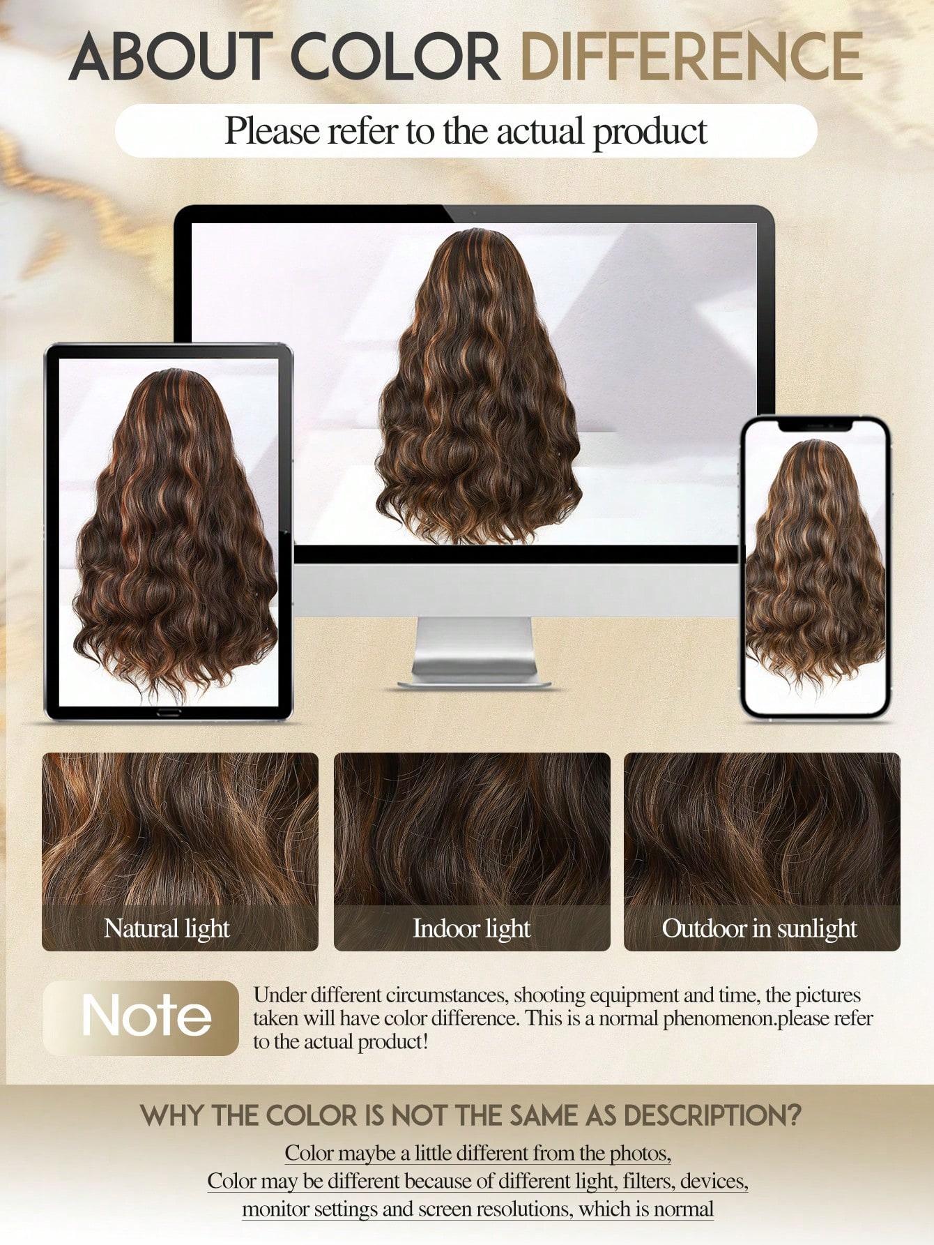 Long Wavy Headband Wig for Women, Blonde Highlight, 200% Density, Glueless, Synthetic Fiber Wigs, Party Daily Use, All Seasons