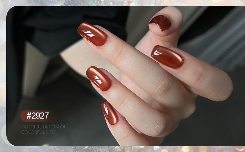 GAOY Vintage Glamour Cat Eye Gel Polish Set with Magnet, 6 Colors IncludingJelly Red Green Brown Yellow UV LED Soak Off Nail Polish Home DIY Manicure Nail Salon Varnish