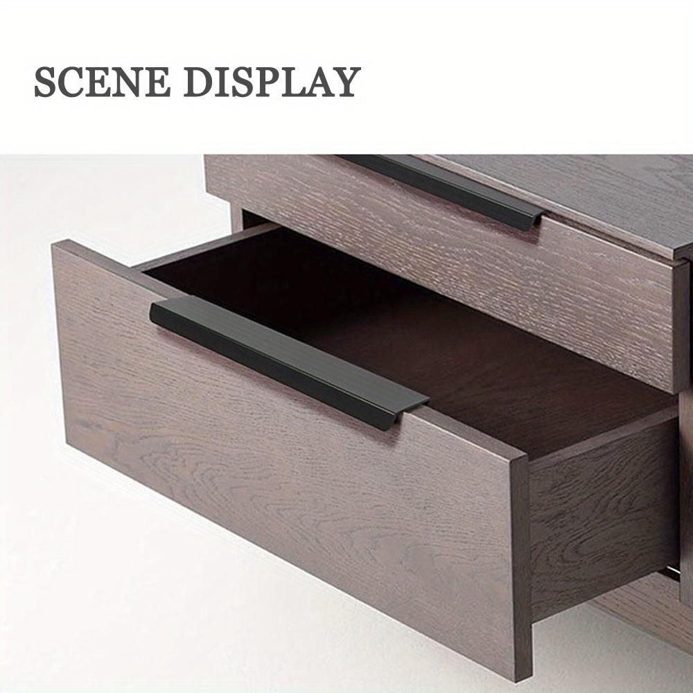 4PCS Zinc metal wardrobe drawer hardware kitchen embedded cabinet handle invisible finger edge door handle invisible handle Goldne / Black