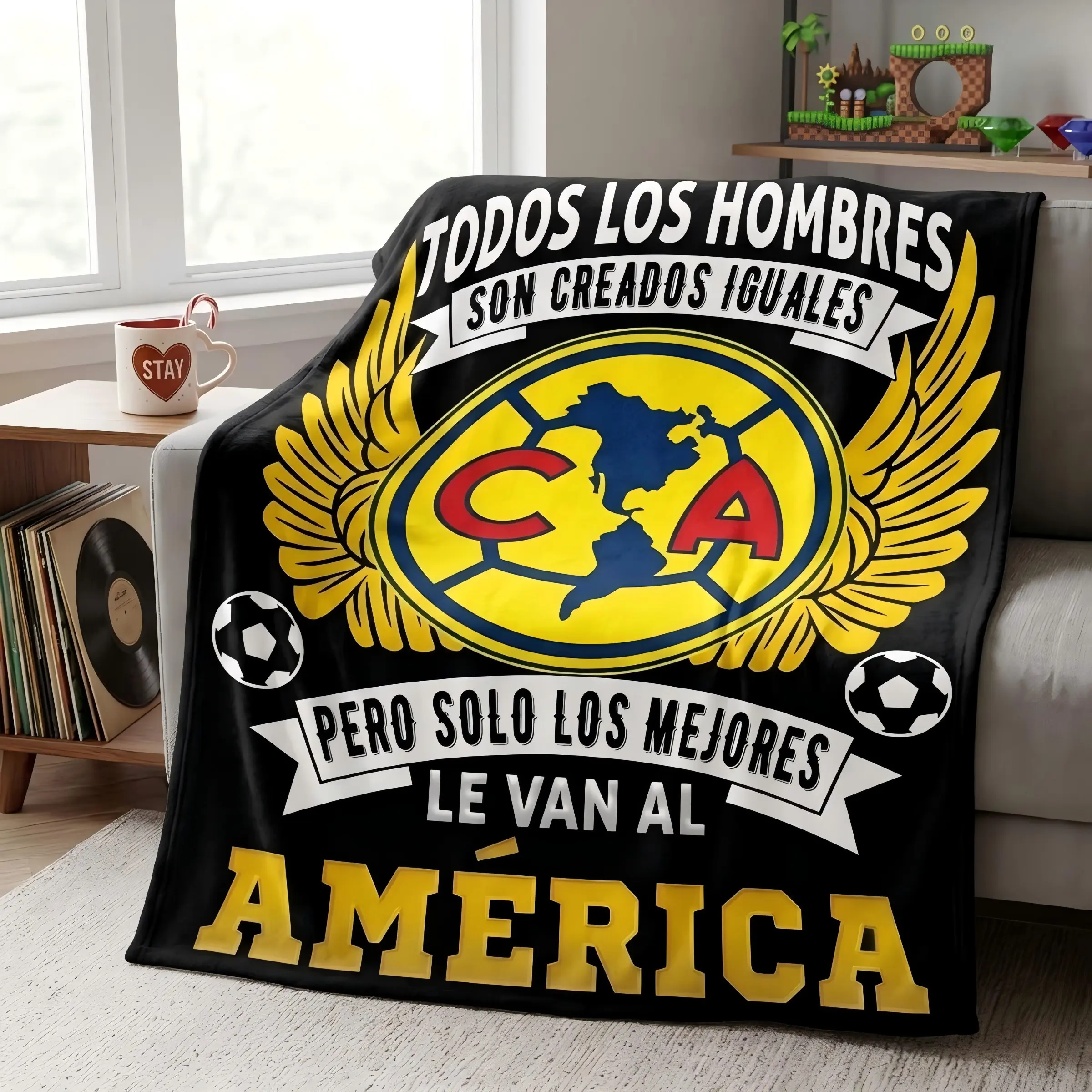 Mexican Soccer Club Throw Blanket, Crest 'solo Los Mejores Le Van Al America', Sports Fan Gift for Fans, Cozy and Durable Design