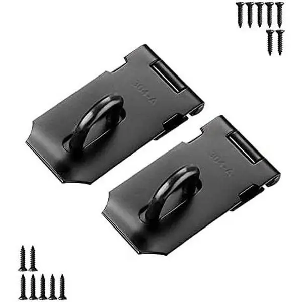 Door Hasp Padlock Latch, 3 Inch Stainless Steel Safety Clasp Hasp Lock Latch, Extra Thick Door Gate Lock Hasp with Screws,Matte Black Finish 2 Pack
