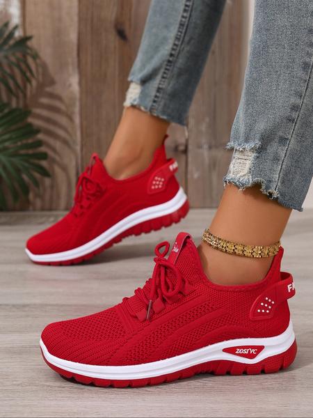 Women's Breathable Casual Sneakers, Lightweight Comfort Travel Running Shoes, Low Top Big Size Lace-Up Sports Shoes