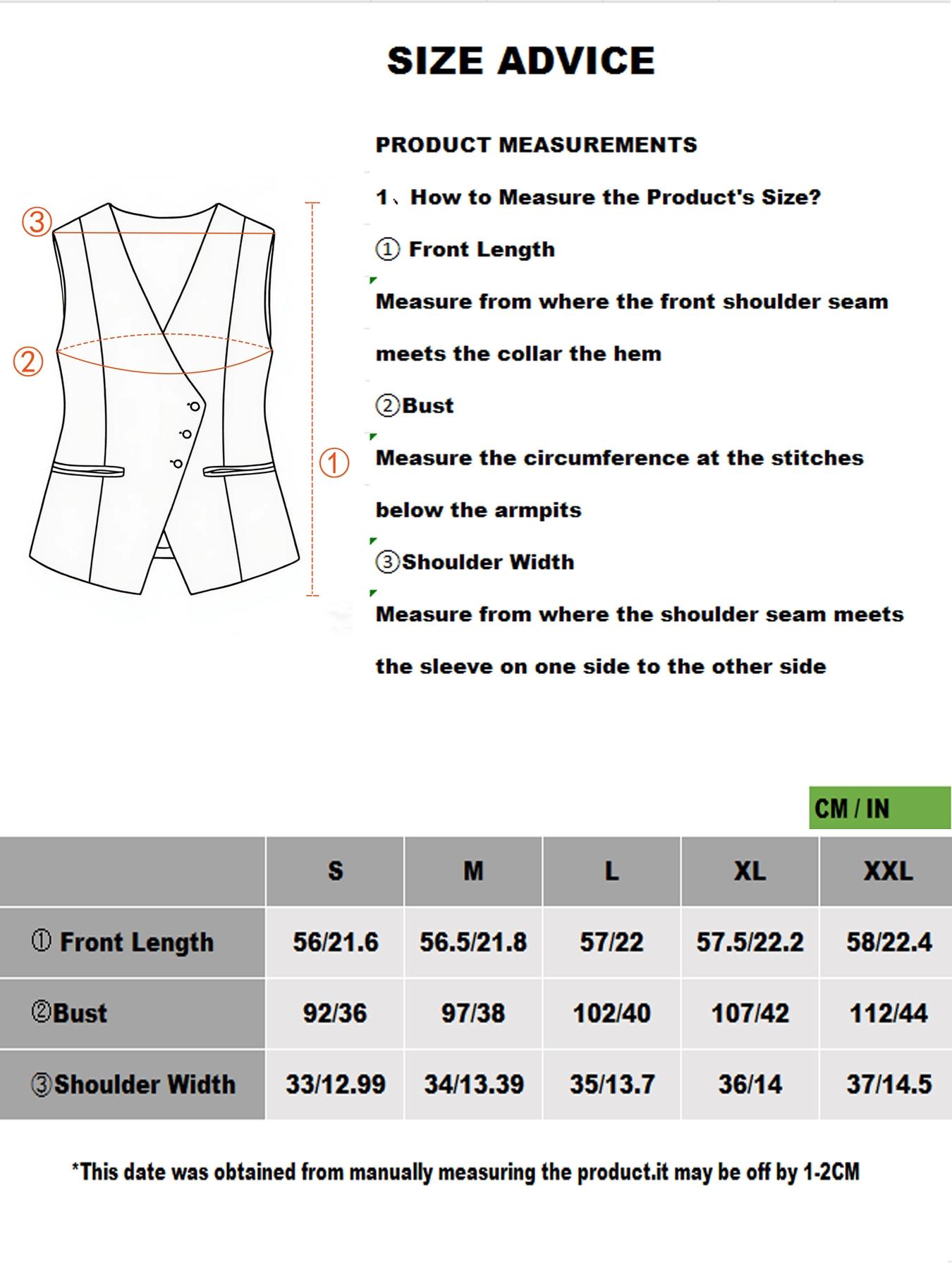 Women's Solid V Neck Button Front Fitted Blazer Vest with Pockets, Casual Sleeveless Vest for Work Office Business, Ladies Spring & Fall Clothes