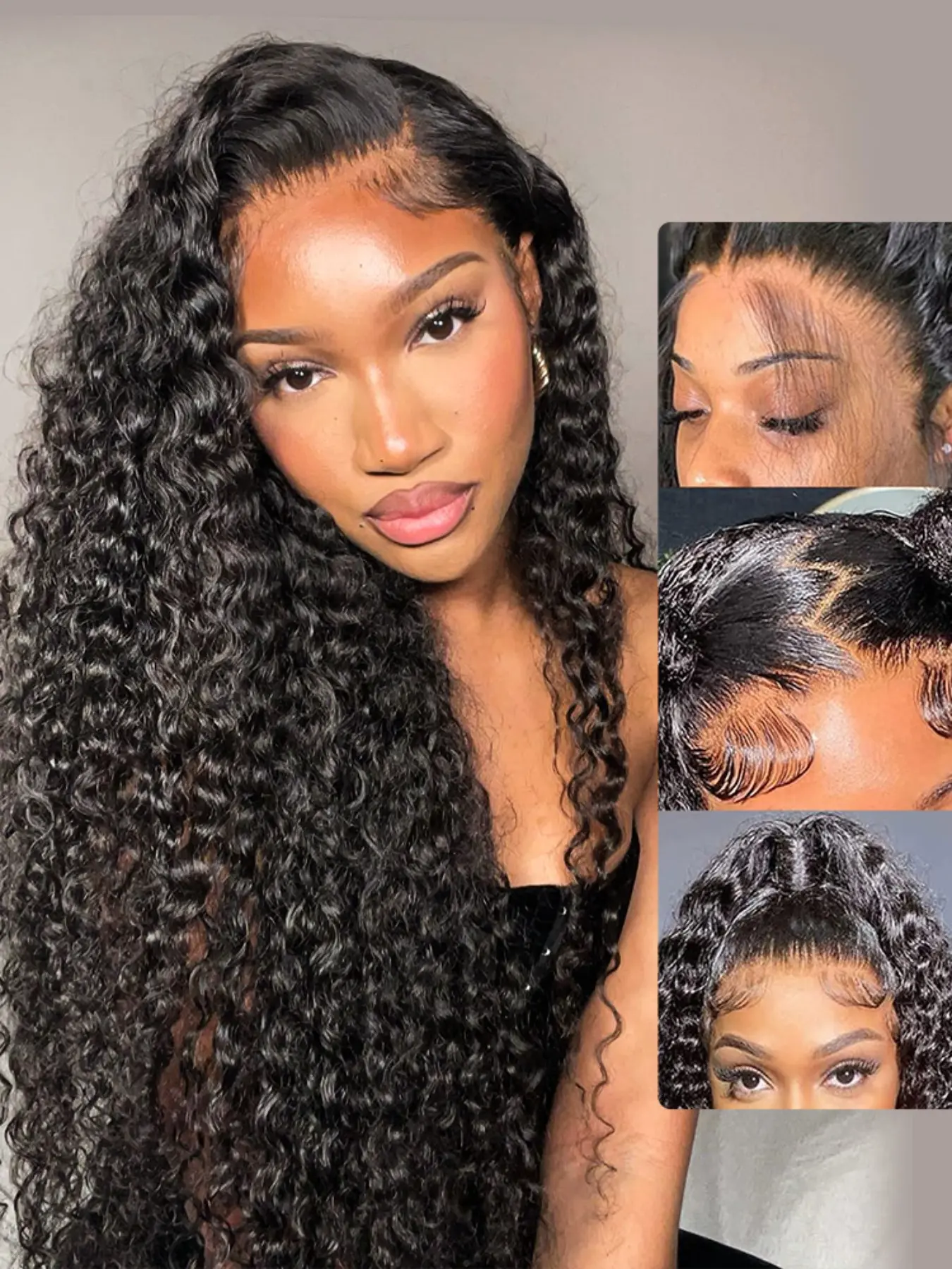 Super Fluffy 26 Inch Deep Curly 13x6 Lace Front Wig Natural Black Kinky Curly Lace Frontal Wig Pre Plucked Hairline Synthetic Wig For Women Pre Plucked Wigs